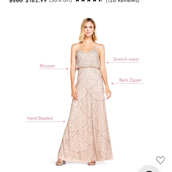 Adrianna Papell Art Deco Beaded Blouson Gown in Taupe Pink - Picture 4 of 9